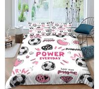 Soccer Ball Doodle Ensemble De Literie Respirante Microfibre 3 Pièces 3D Imprimée Girl Power Art Style Parure de Lit avec Taie d'oreiller Entretien Facile for Décoration de Chambre King（220x240cm）