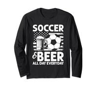 Soccer & Bière All Day Everyday Soccer Bière USA Flag Manche Longue