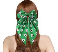 Soccer Bows Girls - Ribbon Sport Clip Holiday Styling | Hair Tie Polyester Elastic Comfort Decoration Festival Outdoor Indoor Travel Party Summer New Year Accessory Headwear Ornament Gift Set Use Kit