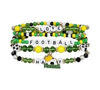 Soccer Bracelets - Beaded Game Day Accessories, Sport Charm Jewelry Set, Stylish Soccer Wrist Bands, Fan Support Bracelets for Dads Moms Coaches Fans Game Day Matches Team Building Activities