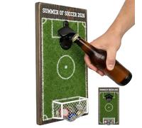 Soccer Field Bottle Opener Wall Decor - Wall-Mounted Soccer Field Shaped Beer Opener with Cap Catcher Net, Football Theme Bottle Cap Collector, Kitchen Game Room Decoration Gift (#A)