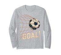 Soccer Goal Celebration Vintage Soccer Ball in Net Manche Longue