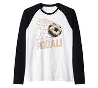 Soccer Goal Celebration Vintage Soccer Ball in Net Manche Raglan