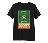Soccer is My Calling Soccer Field and Ball Statement Minimal T-Shirt Haut de Gamme