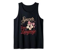 Soccer is My Love Language Jolie Balle avec nœud Rose et cœurs Débardeur