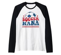 Soccer Nana Grandma Vintage Soccer Fan Support Famille Manche Raglan