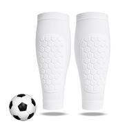 Soccer Shin Guards for Youth & Adult with Lightweight Honeycomb Pads, Durable Protection & Breathable Shin Guards for Daily Training (White,Medium)