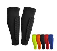 Soccer Shin Guards Shin Pads for Kids Youth Adult, Calf Compression Sleeve with Honeycomb Pads, Lightweight Calf Protectiv Soccer Shin Guards (L (Under 150 lbs),Black)