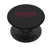 Soccer Things - Graphique Joueur de Football Rouge PopSockets PopGrip Adhésif