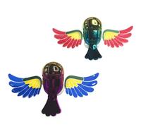 SOCEIMPTS Flying Bird Décoration de voiture - Mouvement d'aile réaliste, pour voitures, motos, casques, accessoire de voiture amusant et créatif (rouge + bleu)