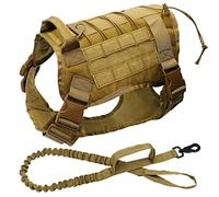 SOCHII Harnais tactique militaire K9 pour chien - Gilet élastique en nylon - Laisse de dressage pour chiens de taille moyenne et grande - Berger allemand - Poitrine 53 à 76 cm - Jaune