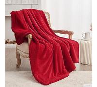 SOCHOW Couverture Double Face en Sherpa, Plaid Épais et Ultra Doux pour Canapé et Salon, 150 x 200 cm, Rouge Classique