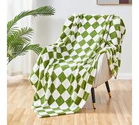 SOCHOW Couverture en Flanelle à Carreaux, Couverture à Damier,Couverture Jeté en Flanelle à Carreaux Toute Saison 150 x 200 cm, Vert Sauge