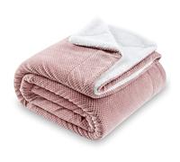 SOCHOW Couverture polaire sherpa gaufrée, douce, duveteuse, chaude et légère, 152,4 x 203,2 cm, rose poudré