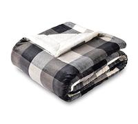 SOCHOW Plaid Couverture Polaire 150 x 200 cm Noir/Blanc, Plaid pour Canapé, Couverture Sherpa Double Face Super Douce à Carreaux Literie Luxueuse
