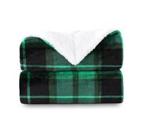 SOCHOW Plaid Couverture Polaire 150 x 200 cm Vert, Plaid pour Canapé, Couverture Sherpa Double Face Super Douce à Carreaux Literie Luxueuse
