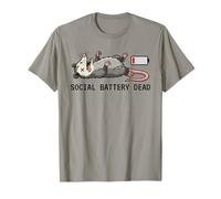 Social Battery Dead Introvert Opossum Jouant à l'humour Mort T-Shirt