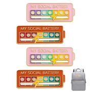 Social Battery Lot de 2 Broches Émaillées « My Social Battery » Indicateur d'Humeur Raimbow pour Conversion d'humeur, Expression Créative Noir et Blanc (Rouge*2+Rose*2)