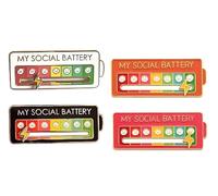 Social Battery Lot de 2 Broches Émaillées « My Social Battery » Indicateur d'Humeur Raimbow pour Conversion d'humeur, Expression Créative Noir et Blanc (4 PCS)