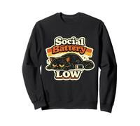 Social Battery Low Cat Funny Introverti Black Cat Vintage Sweatshirt