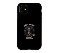 Social Battery Low Recharging Raccoon Coffee Introverti Coque pour iPhone 11