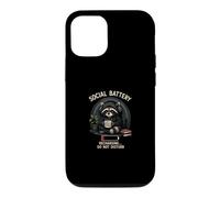 Social Battery Low Recharging Raccoon Coffee Introverti Coque pour iPhone 12/12 Pro