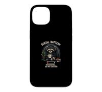 Social Battery Low Recharging Raccoon Coffee Introverti Coque pour iPhone 13