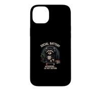 Social Battery Low Recharging Raccoon Coffee Introverti Coque pour iPhone 14 Plus