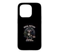 Social Battery Low Recharging Raccoon Coffee Introverti Coque pour iPhone 15 Pro
