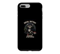 Social Battery Low Recharging Raccoon Coffee Introverti Coque pour iPhone 7 Plus/8 Plus
