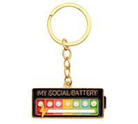 Social Battery Pins - My Social Battery Lapel Pin Broches, Mood Status Broches & Porte-Clés Alliage de Zinc pour 7 Jours par Semaine (My Social Battery Keyring - Black)