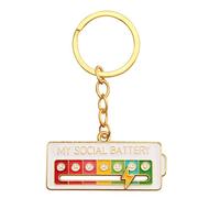 Social Battery Pins - My Social Battery Lapel Pin Broches, Mood Status Broches & Porte-Clés Alliage de Zinc pour 7 Jours par Semaine (My Social Battery Keyring - White)