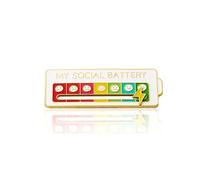 Social Battery Pins - My Social Battery Lapel Pin Broches, Mood Status Broches & Porte-Clés Alliage de Zinc pour 7 Jours par Semaine (My Social Battery Brooch - White)