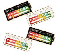 Social Battery PinsBroches Amusantes,4 PCS Aiguilles D'Humeur Interactives My Social Battery Pin Pins en Métal Broches Amusantes pour 7 Jours Badge d'Anxiété pour la Santé Mentale