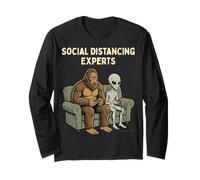 Social Distancing Experts Funny Mythical Duo Bigfoot Alien Manche Longue