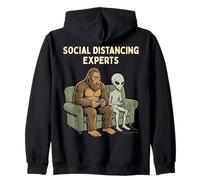 Social Distancing Experts Funny Mythical Duo Bigfoot Alien Sweat à Capuche