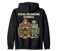 Social Distancing Experts Funny Mythical Duo Bigfoot Alien Sweat à Capuche