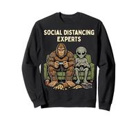Social Distancing Experts Funny Mythical Duo Bigfoot Alien Sweatshirt