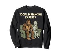 Social Distancing Experts Funny Mythical Duo Bigfoot Alien Sweatshirt