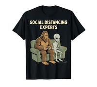 Social Distancing Experts Funny Mythical Duo Bigfoot Alien T-Shirt