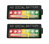 Social Pin,My Social Battery,Épingles d'humeur Interactives,Broches De Batterie D'humeur,Social Battery Pin,Broches de Batterie Sociale Amusantes,My Social Battery Pins,2PC