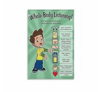 Social Skills Poster Whole Body Listening Chart for Kids Behavior Management Classroom Decor Teachers Parents Speech Therapist Visual Learning Aid Sign(Framed,08x12inch(20x30cm))