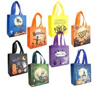 Sociaooil Lot de 12 sacs fourre-tout d'Halloween avec poignées pour enfants, sacs cadeaux non tissés réutilisables pour emballage de cadeaux, bonbons, fournitures de fête