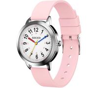 SOCICO Montre Enfant Apprentissage pour Garçons Filles,3ATM/30M Étanche Montre Aiguille pour Éducative de l'heure,Cadeau (Rose)