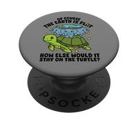 Société de la Terre Plate Drôle de théorie du Complot Tortue PopSockets PopGrip Adhésif