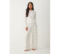 Society 8 Society 8 Cream Christmas Holly Pointelle Pyjamas Set
