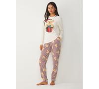 Society 8 Society 8 Cream Matching Family Christmas Teddy Pyjamas Set