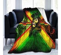 Socira Couverture polaire super douce avec drapeau jamaïcain pour homme et femme, couverture de lit en flanelle fine et durable pour la maison, le canapé, la voiture, 127 x 152,4 cm