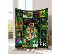 Socira Marijuana Couverture polaire sherpa motif feuilles de cannabis et feuilles de cannabis - Super douce - Pour canapé, voiture - 127 x 152 cm