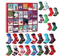 Sock Calendriers de l'Avent 2025 24 paires de chaussettes de Noël pour adolescents garçons filles calendrier de Noël chaussettes compte à rebours 24 jours cadeau pour papa, grand-père, mon petit ami
